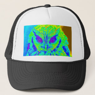 fluorescent owl trucker hat