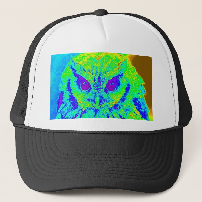 fluorescent owl trucker hat (Front)