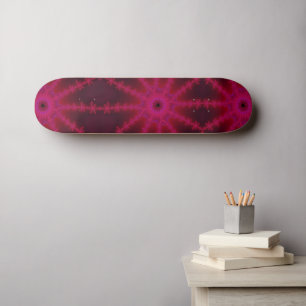 Fluorescent Pink Fractal Starfish Abstract Art Skateboard
