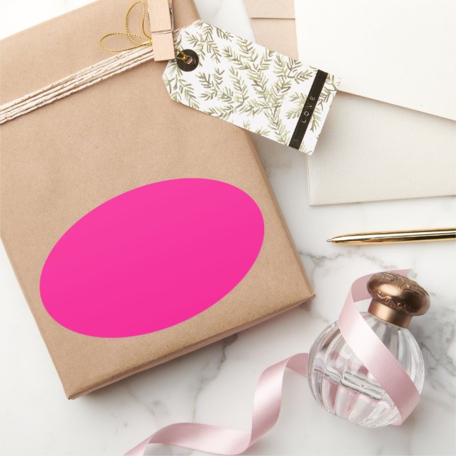 Fluorescent Pink Oval Sticker (Gifting)