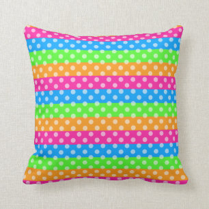 Fluorescent Rainbow with Polka Dots Cushion