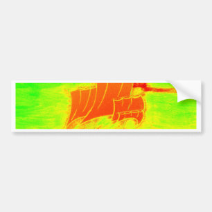 fluorescent sailboat bumper sticker