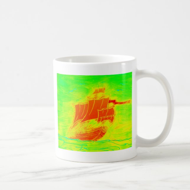 fluorescent sailboat coffee mug (Right)