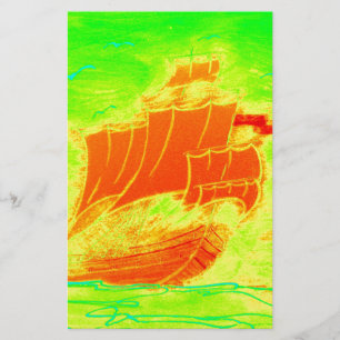 fluorescent sailboat stationery