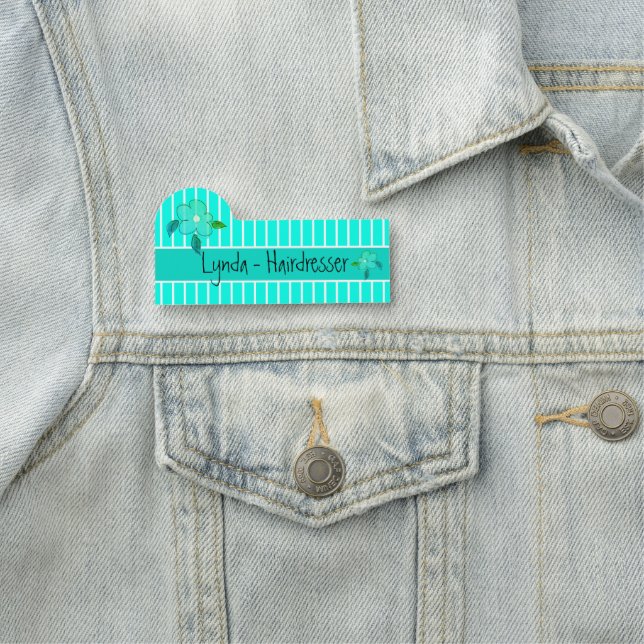 Fluorescent Teal Easy Read Name Tag (In Situ)