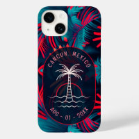 Fluorescent Tropical Watercolor Palm Leaves Name