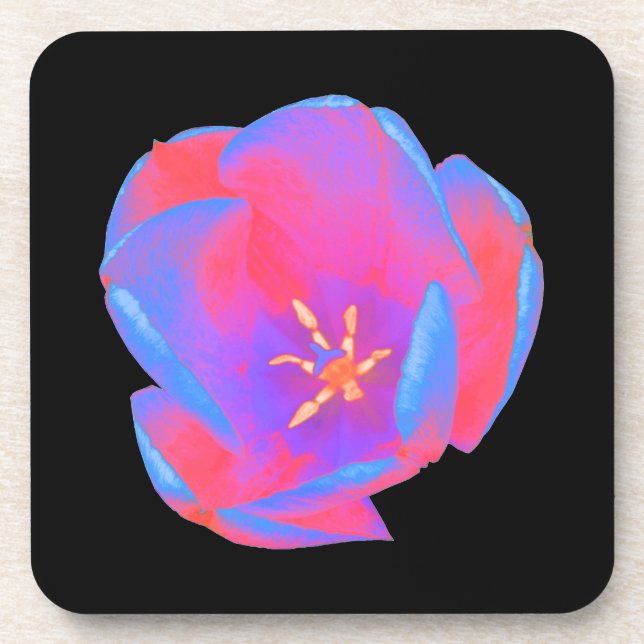 Fluorescent Tulip Cork Coaster (Front)