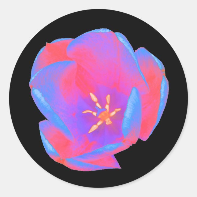 Fluorescent Tulip Round Stickers (Front)