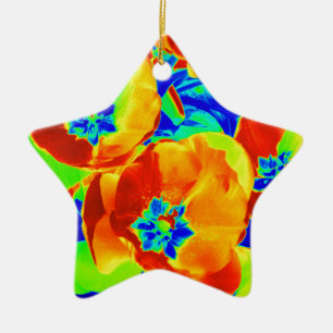 fluorescent tulips ceramic ornament