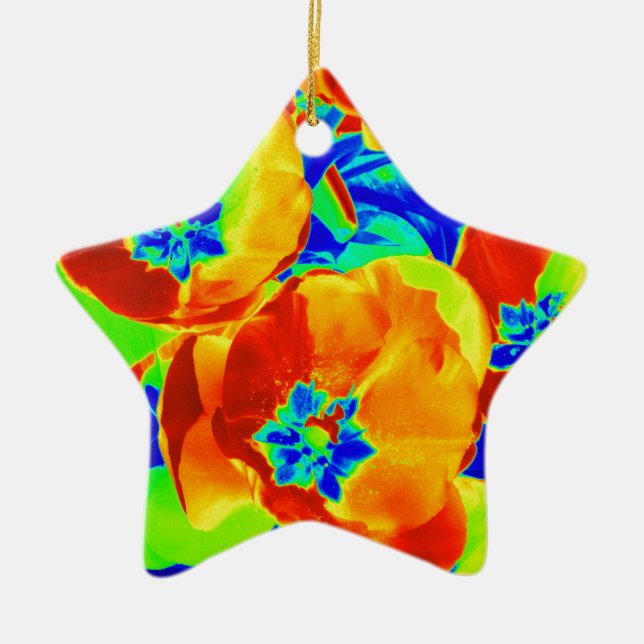 fluorescent tulips ceramic ornament (Front)