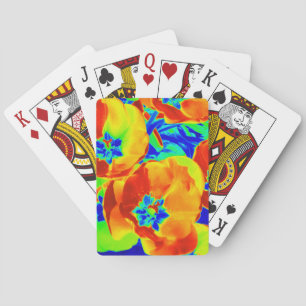 fluorescent tulips playing cards