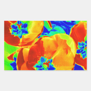 fluorescent tulips rectangular sticker