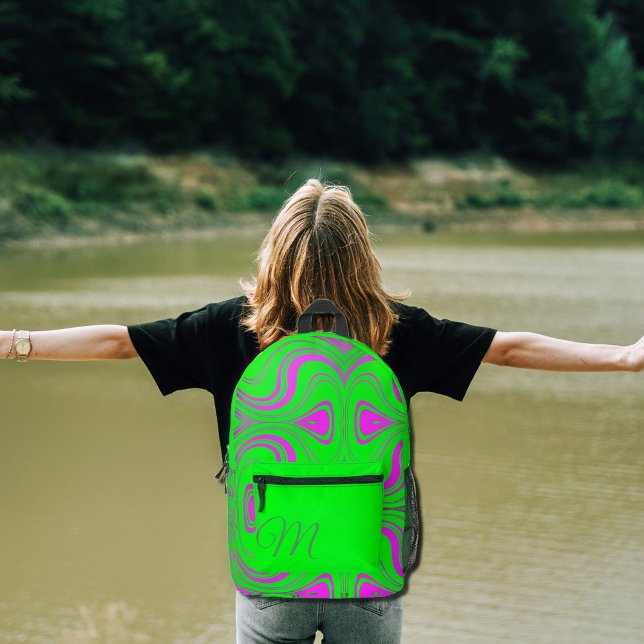fluorescent  waves  -  monogrammed printed backpack (Creator Uploaded)
