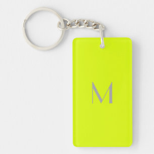 fluorescent yellow - add monogram   key ring