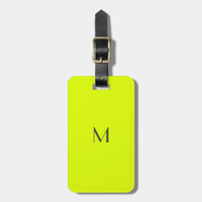 fluorescent yellow - add monogram luggage tag (Front Vertical)