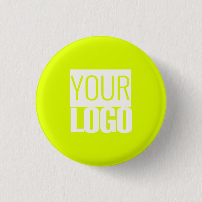 fluorescent yellow  - add your  logo  3 cm round badge (Front)