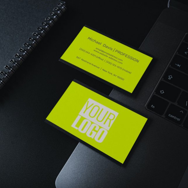fluorescent yellow - add your  logo business card (Creator Uploaded)