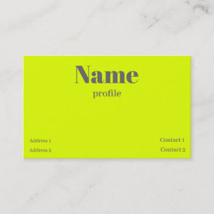 fluorescent yellow  bold name business card