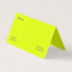 fluorescent yellow business card