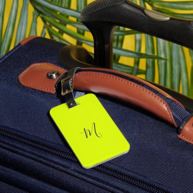 fluorescent yellow - chic monogram luggage tag (Front Insitu 1)