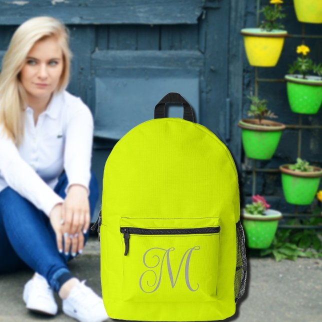 fluorescent yellow - elegant monogram printed backpack (Creator Uploaded)
