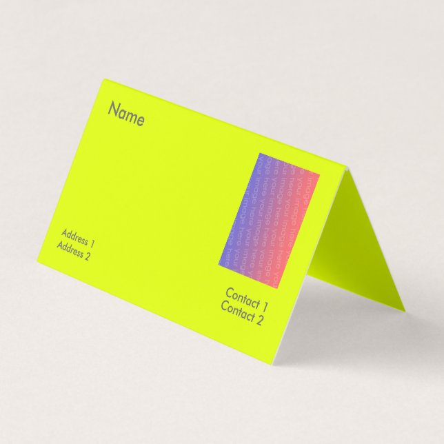 fluorescent yellow folded business card (Front)
