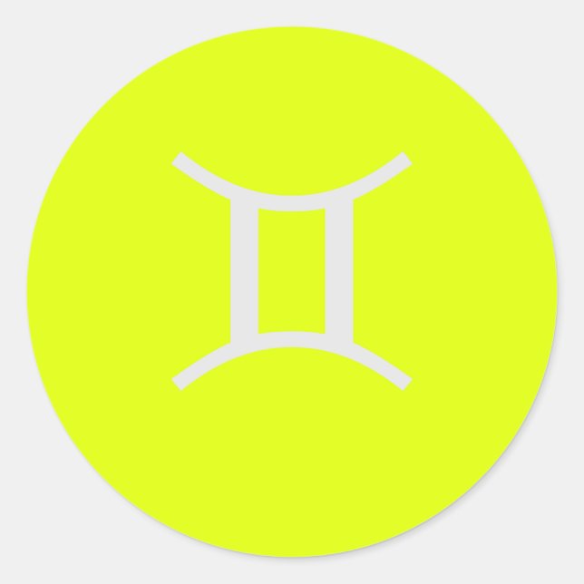 fluorescent yellow -Gemini Classic Round Sticker (Front)