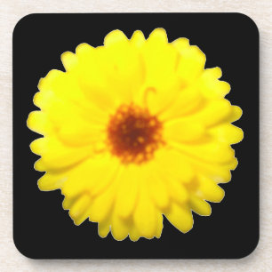 Fluorescent Yellow Marigold Cork Coaster