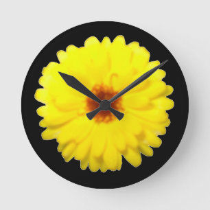 Fluorescent Yellow Marigold Wall Clock
