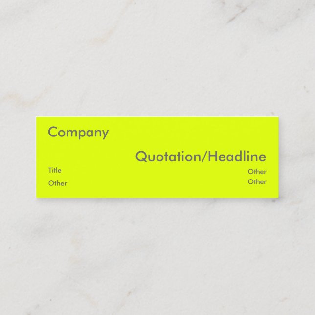 fluorescent yellow mini business card (Back)