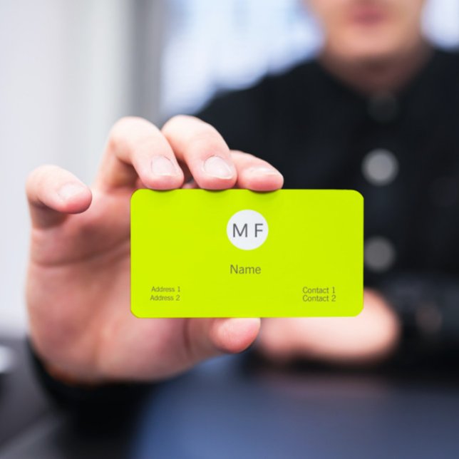 fluorescent yellow monogrammed business card (Creator Uploaded)
