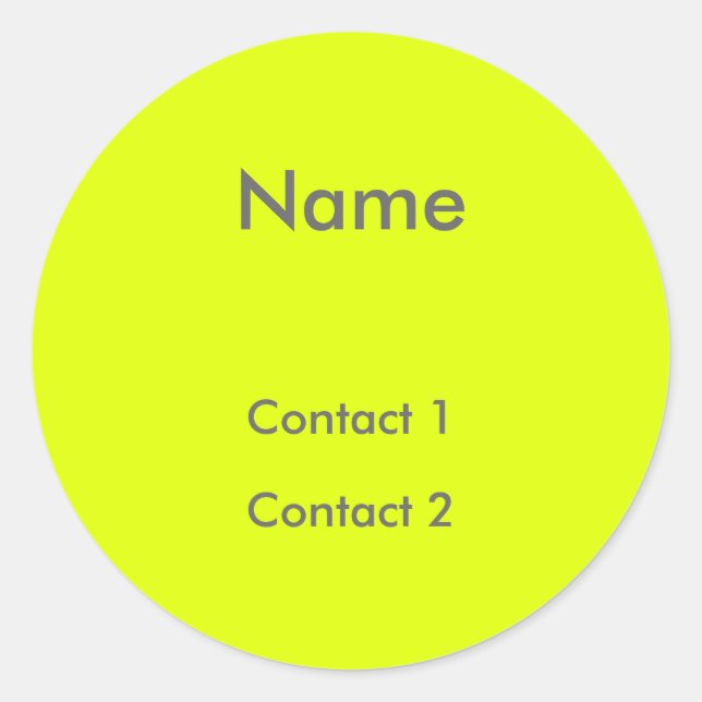 fluorescent yellow -personalised  classic round sticker (Front)