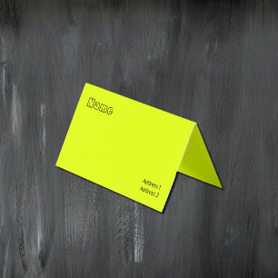 fluorescent yellow solid colour business card