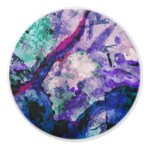 Fluorite Crystal Geode Marble Abstract Ceramic Knob