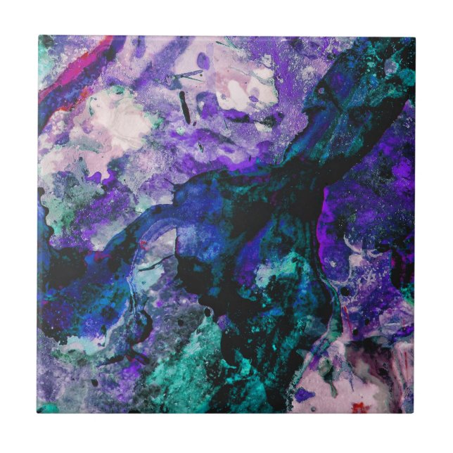 Fluorite Crystal Geode Marble Abstract Ceramic Tile (Front)