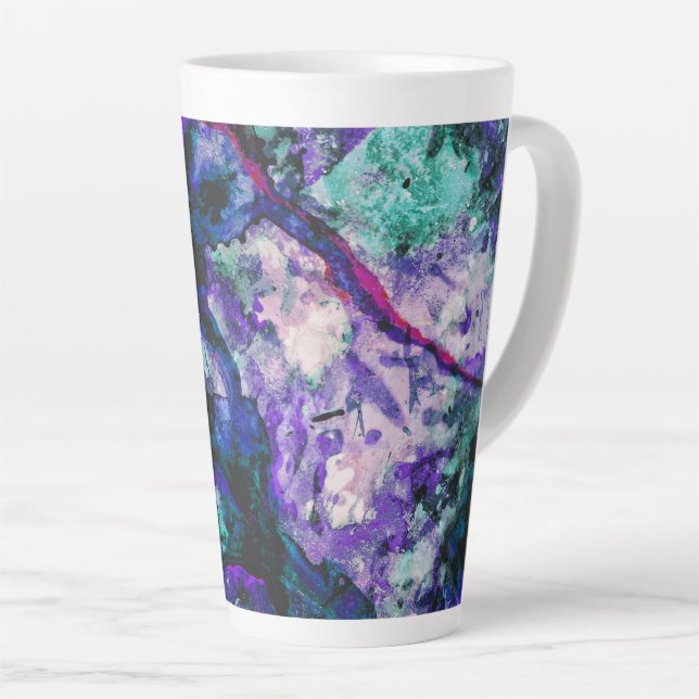 Fluorite Crystal Geode Marble Abstract Latte Mug (Right Angle)