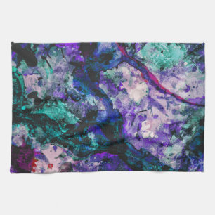 Fluorite Crystal Geode Marble Abstract Tea Towel