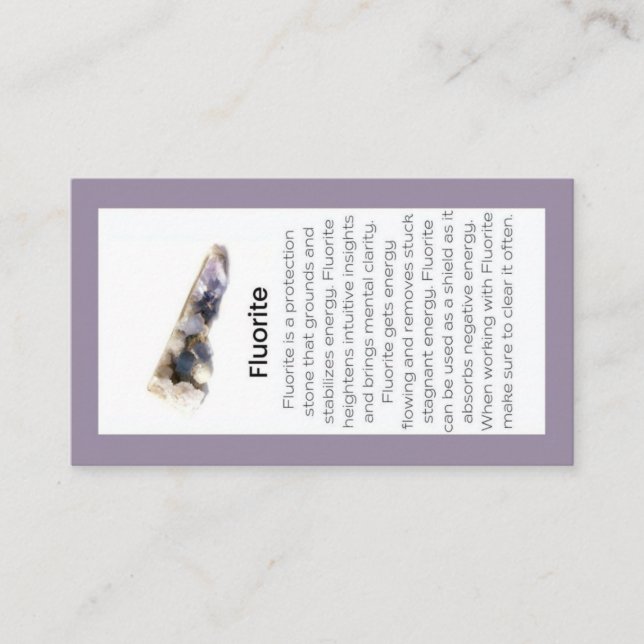 Fluorite Crystal Meaning Jewellery Display Gemston Business Card (Front)