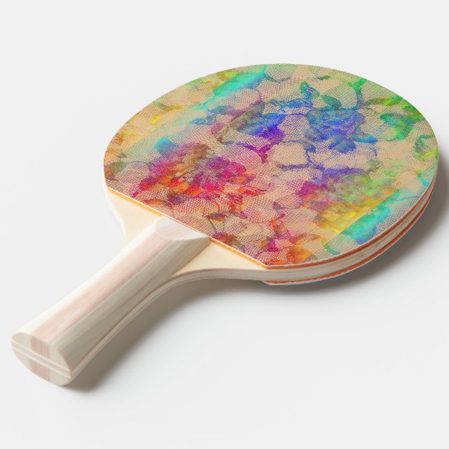 Fluoro Lace Roses Ping Pong Paddle (Back Angle)