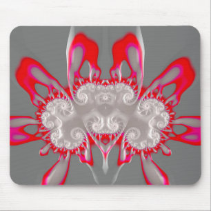 ~ FLUORO PINK RED GRAY WHITE ~ Fractal ~Original ~ Mouse Pad