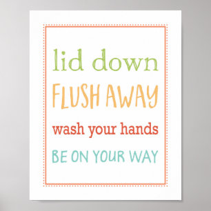 Flush Reminder Cute Colourful Child Bathroom Sign