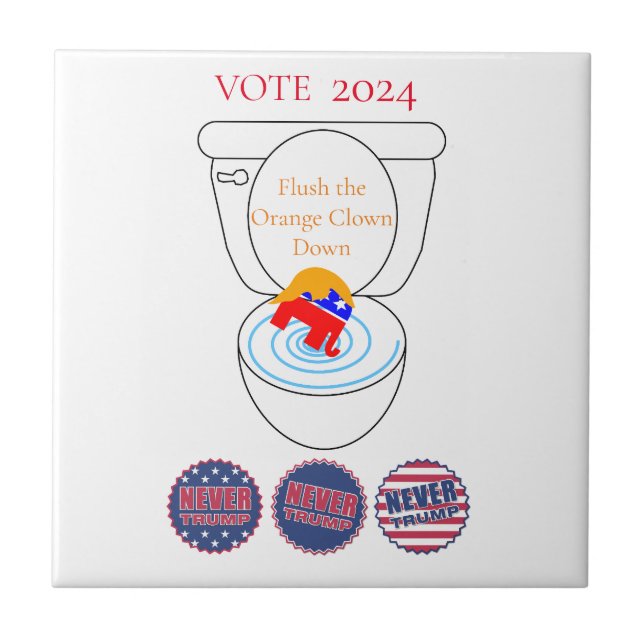 Flush The Orange Clown Thunder_Cove Ceramic Tile (Front)