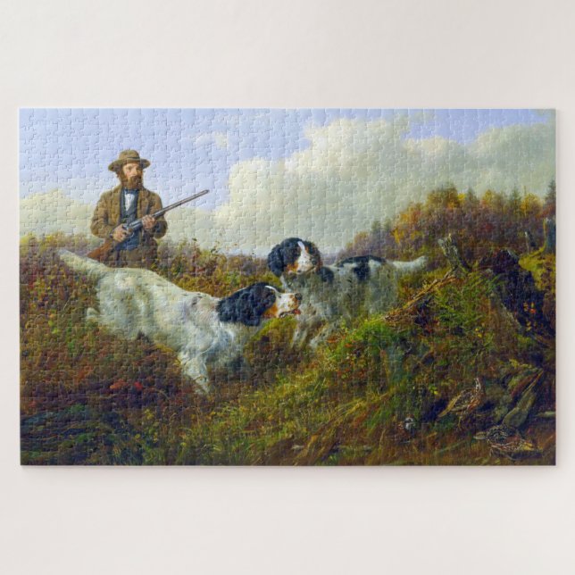 Flushing Grouse Long Lake Game Bird Hunting Jigsaw Puzzle (Horizontal)
