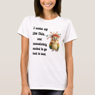 Flustered Featherball – Colorful Cartoon Bird T-Shirt