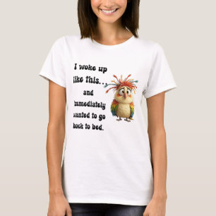 Flustered Featherball – Colorful Cartoon Bird T-Shirt