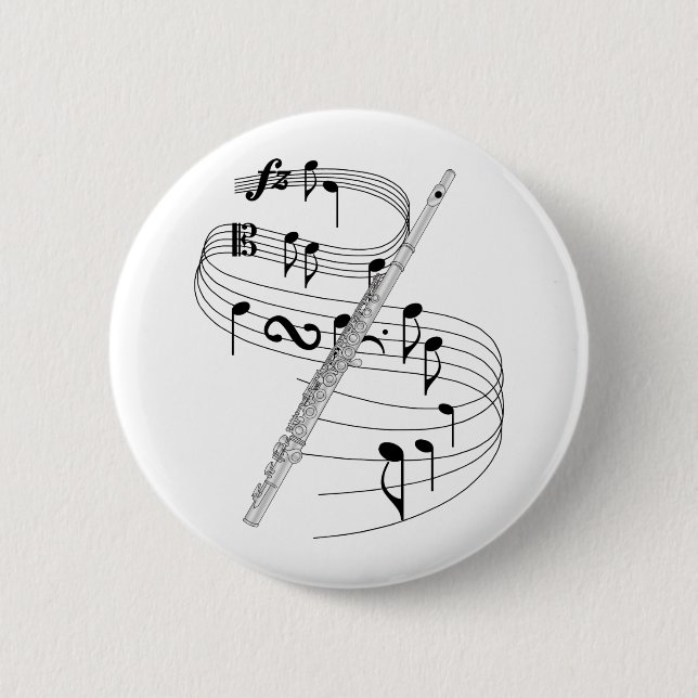 Flute 6 Cm Round Badge (Front)