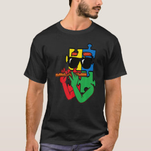 Flute Autism Awareness Puzzle Flautist Boys Girls T-Shirt