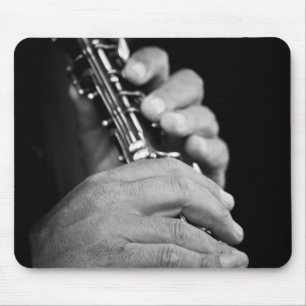 Flute being played in black and white by gypsy mouse pad