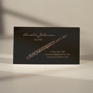 Flute Black & Gold Elegant Business Card