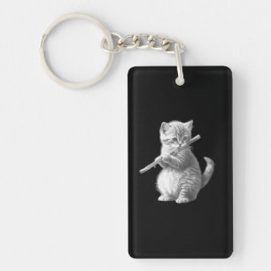 Flute Cat Key Ring